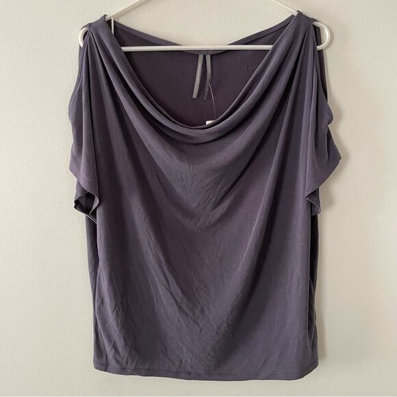 NWT New Anthropologie Cupro Cold Shoulder Drape Shirt Size M - Picture 2 of 8